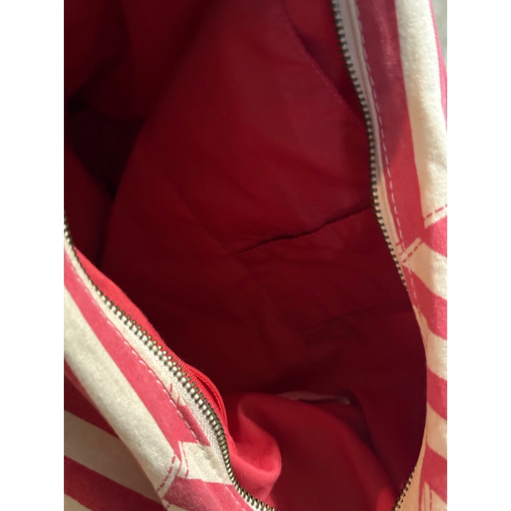 Y2K Roxy Red White Stripe Canvas Hobo Shoulder Bag Purse - Picture 3 of 7